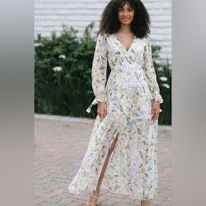 Aakaa Pastel Floral Long Sleeve Dress